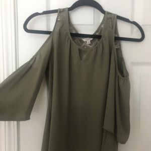 Green cold shoulder blouse